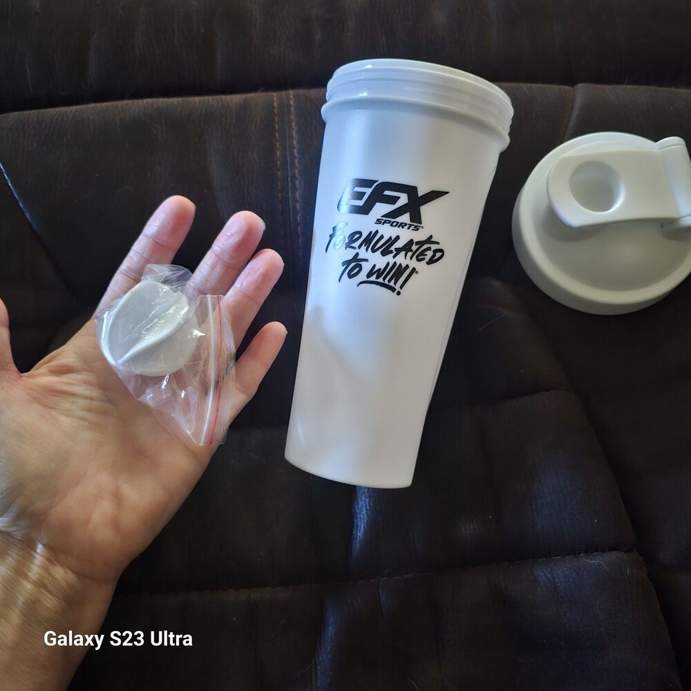 White EFX Blender Bottle Workout Protein Shake Gym Drink Mixer Shaker Clean NEW
